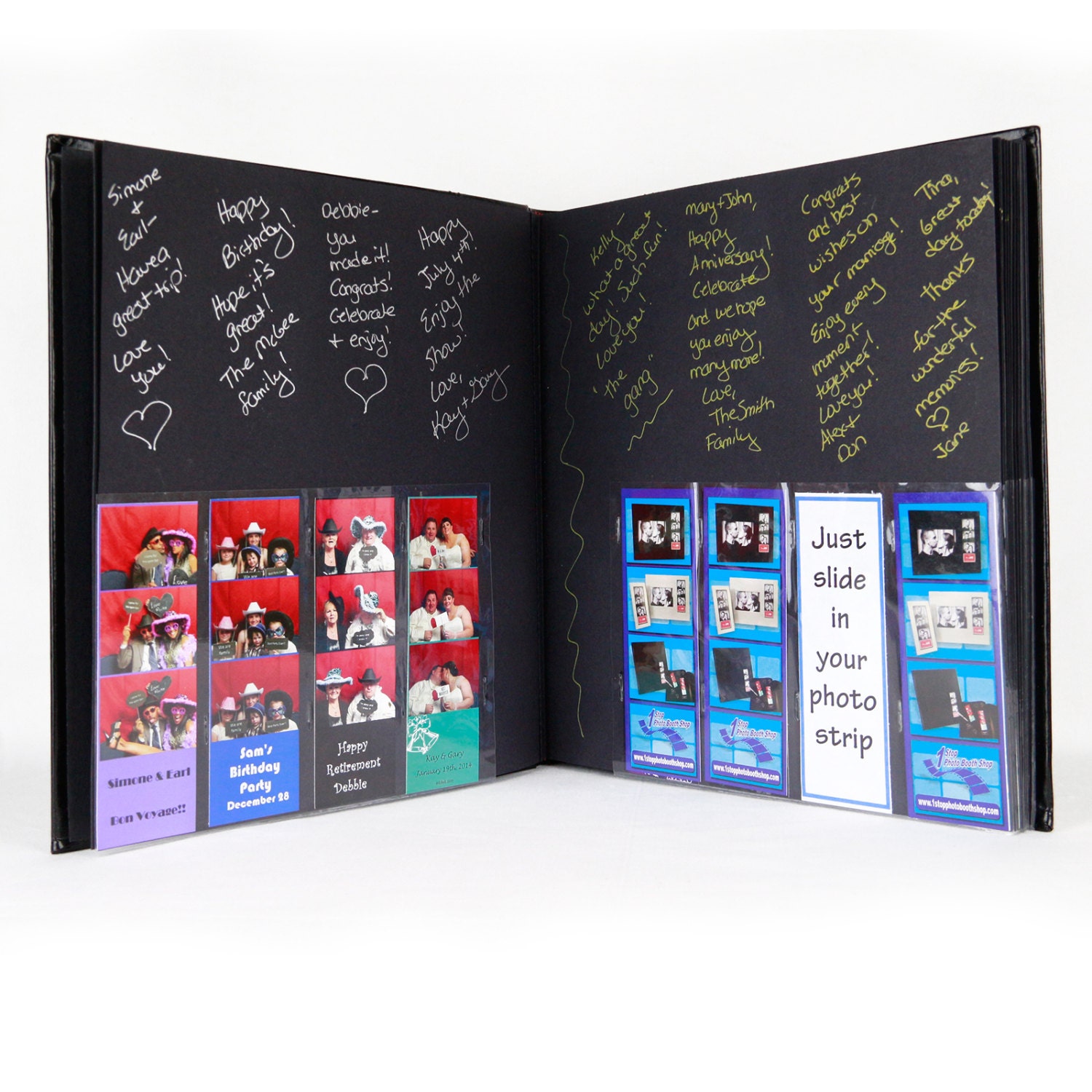 Photo Booth Album /Slip In/Bookbound 40pg Black Leather w/2x6