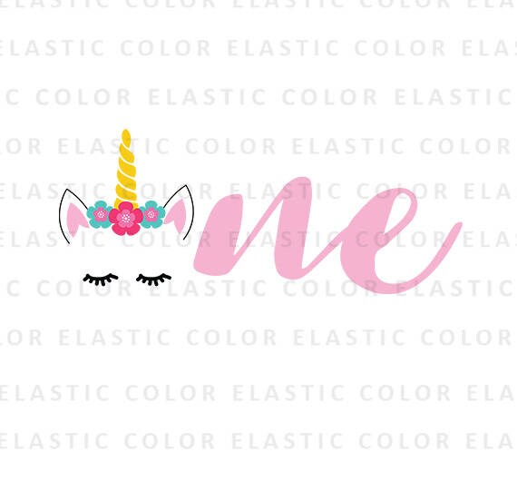 One svg file one year old with unicorn handletter design