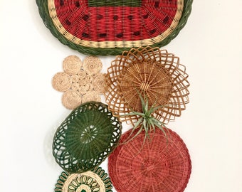 Wall basket set / Wicker Watermelon basket / watermelon basket set / boho baskets