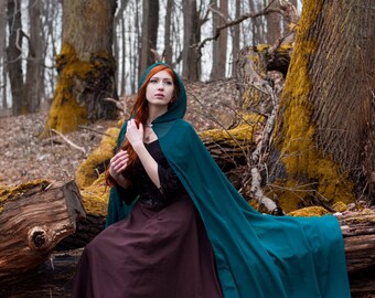 Hooded chiffon cloak; fantasy cloak; elven cloak; weddin fantasy cloak