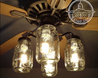 Mason Jar Ceiling Fan LIGHT KIT ONLY with New Quarts Rustic Mason Jar Ceiling Fan LIGHT KIT ONLY with New Quarts Rustic