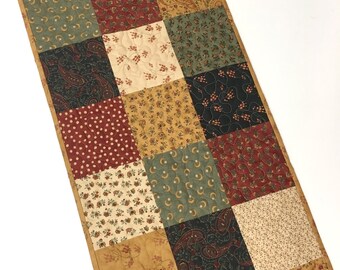 Rustic Table Runner-Primitive Table Topper-Patchwork-Handmade Quilted-Dining Table-Home Decor
