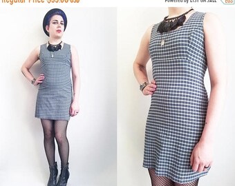 Sale- 25% Off 90s Clothing Plaid Dress Vintage Plaid Mini Dress Shirt Plaid Bodycon Dress Blue Plaid Dress 90s Grunge Dress Vintage Grunge S
