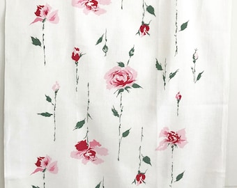Vintage Dishtowel Kitchen Towel Martex Pink Rose Stems Dry-Me-Dry Tag