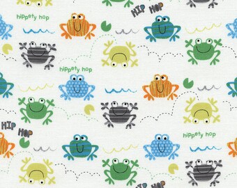 Timeless Treasures Fun Collection Frogs on White by the Yard ~ 1/2 Yard ~ Fat Quarters