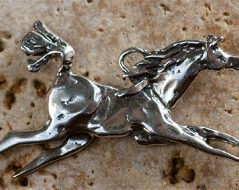 Artisan Galloping Horse Pendant in Sterling Silver