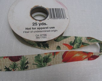 Vegetable Themed Crafting Ribbon / 7/8" Wide / 20+ Yards / Spool of Ribbon / Ribbon Trim / Bows / Ribbon for Crafts / Flat Ribbon