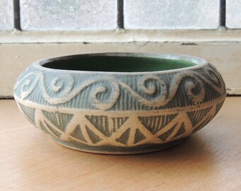 Red Wing Brushed Ware Bulb Bowl Planter Vintage 1920's