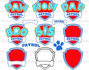 Paw Patrol svg - Paw Patrol Family svg - Paw Patrol Family Shield digital clipart for Design or more, files download svg, png, dxf