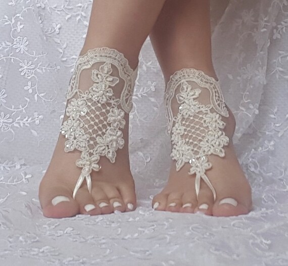 bridal anklet, ivory lace anklet, Beach wedding barefoot sandals, bangle, wedding anklet, anklet, bridal, wedding