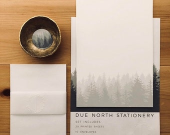 Due North Stationery Set, Letter Writing Set, Letter Writing Sheets, Set of 20, Stationery Gift Set, Made in Alaska, Into the Wo