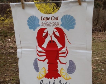 Personalized Cape Cod Lobster Bibs clambakes, lobster bake, rehearsal dinner, weddings, showers, beach parties Heavy duty vinyl bib