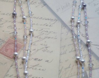TripleStrandNecklaceW/AustrianCrystalPearls+SterlingSilver