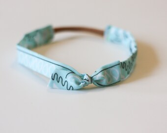 Aqua Knot Headband - toddler headband, blue nylon headband, stretchy knot headband, knot bow