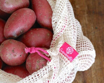 Set of 5 (size L), organic cotton shopping nets