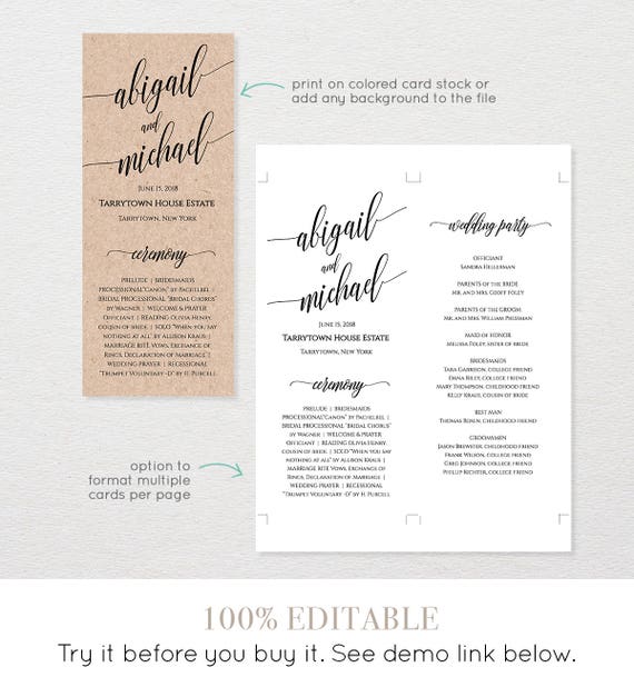 multiple page wedding program