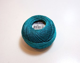 Tatting Thread, Lizbeth Size 20 Metallic Crochet Thread, Turquoise Green, Color number 321, Metallic Green Thread