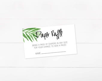 Diaper Raffle, Tropical, Palm Leaf, Digital Download, Baby Shower Raffle, INSTANT DOWNLOAD, Raffle ticket