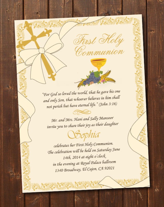 Printable First Holy Communion Invitation/E-Card/First Holy