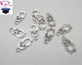 10 old silver OWL charms size 20 x 10 mm