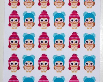 Winter Owls with Hats! Stickers for (eclp) Erin Condren Planner, Holiday Stickers, Winter Stickers, Happy Planner,Reminder, or just for fun!