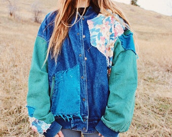Made With Love Patched Denim Jacket - Oversized -Refurbished