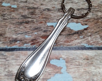 WR Keystone 1916 IRVING Handcrafted Key Ring Upcycled Silverplate Flatware Antique Silverware