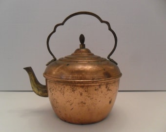 Vintage Copper and Brass Tea Kettle Nice patina