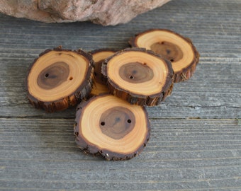 Large Juniper Wood buttons- 5 buttons (3004)