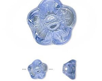 Sapphire Colored Czech Glass Flower Beads -50-