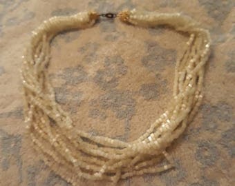 Vintage White Beaded Multistrand Necklace