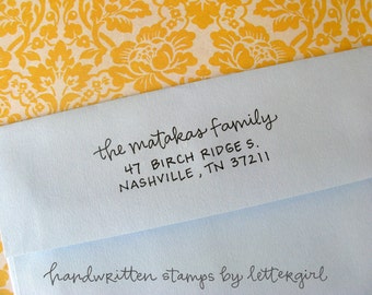 Handwritten Emerson Address Stamp: your choice of self-inking or red rubber