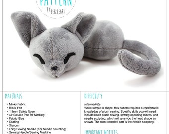 Sleepy Cat Stuffed Animal Sewing Pattern, Plush Toy Pattern, Sewing Pattern, PDF Tutorial