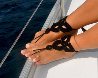 Bridesmaid Gift Idea Barefoot Sandal Black Shoes Foot Jewelry Girlfriend Gift for Her Barefoot Sandle Boho Jewelry Bridal Party Gift Idea