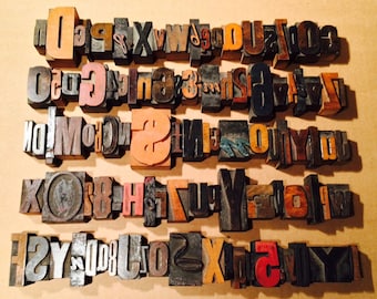 100+ Antique Vintage Wood Mixed Font Size LETTERPRESS Print Type Block ALPHABET Letter Number Lot