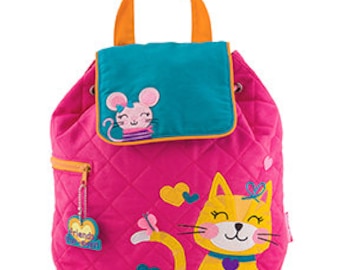 Toddler Stephen Joseph Quilted Cat and Mouse Backpack, Children's Backpack, Monogram, Personalized Backpack, Diaper Bag, Preschool Backpack