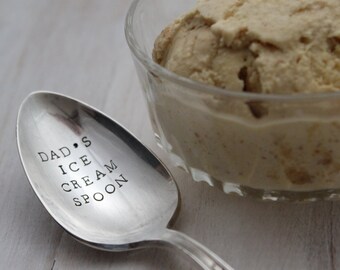 Hand Stamped Silverplated Dad's Ice Cream Spoon Stamped DAD Gift Stamped Silverware Ice Cream Spoon Father's Day Gifts For Dad from Daughter