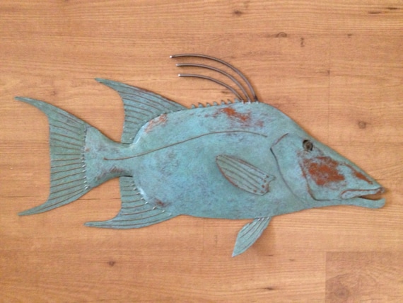 Hogfish Metal Wall sculpture 25in Tropical Beach Coastal Fish Art