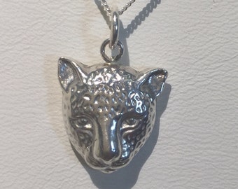 Silver PMC Leopard Head Pendant