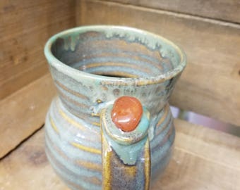 Handmade Ceramic Mug with Carnelian // Coffee Mug // Healing Touch Mug // Healing Crystal // Ceramic coffee cup // handmade mug //