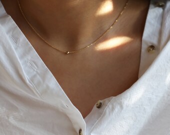 14K Gold Tiny bead choker necklace // Minimalist simple ball necklace // Jewelry gift for her // 14K Solid by E&E PROJECT