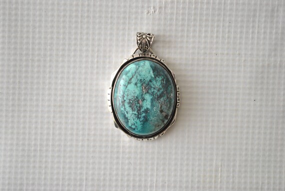 Sterling Silver Turquoise Pendant - Native American Style #9112