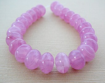 Pink Czech Glass Beads, Rondel, Spacer mini strand