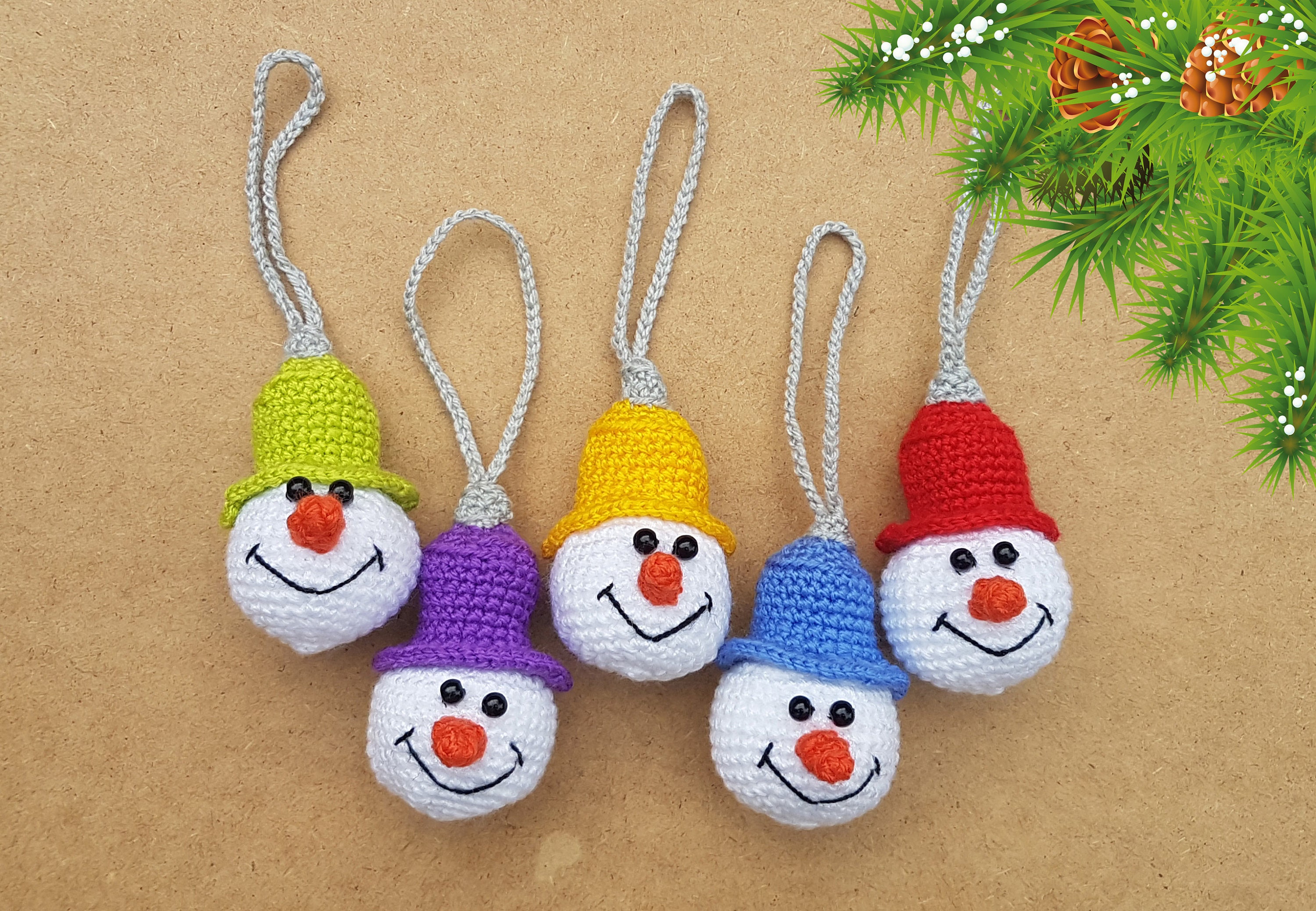 Crochet christmas ornament tree decorations snowman ornament