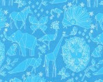 Michael Miller Origami Oasis Fold Blue fabric - 1 yard