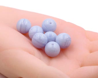 7 Piece Set of Blue LACE AGATE round shape 12mm dimension, with beautiful layers on it at a Amazing Price, SKU:00108023