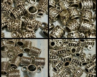 Destash, bails, silver-toned metal jewelry bails x 20, four styles