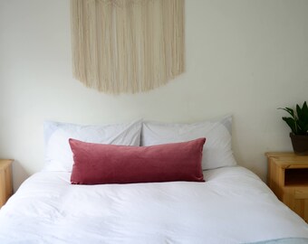 pink long lumbar pillow // pink velvet pillow // long lumbar cushion // soft mauve velvet pillow