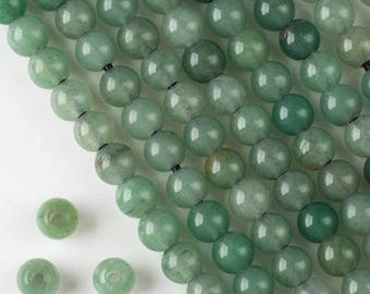 Aventurine Polished Round Gemstone Beads - Bead Size 08mm - Large Hole Beads 2.5mm - Natural - Smooth - Center Drilled - 10 beads per Order