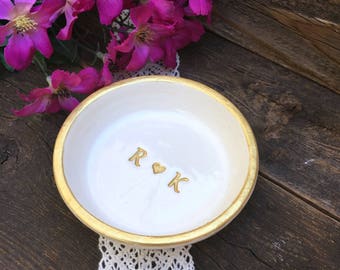 Classic Ring Dish Personalized - Gold - Ring Dish - Initials - Personalized Gift - Catchall - Wedding Ring Holder - Wedding Gift